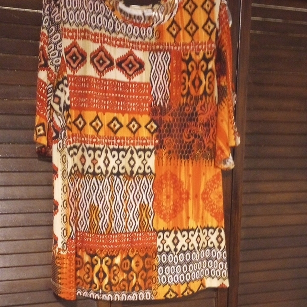 Susan Graver Multicolor Tribal Print Blouse